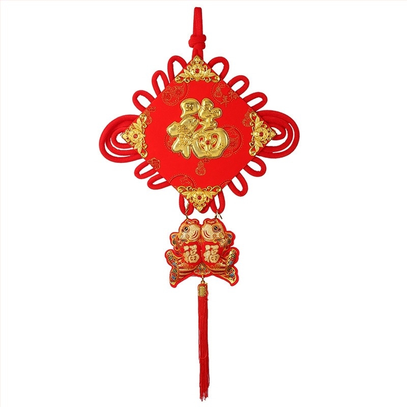 Pandantiv mare cu nod chinezesc, binecuvântare pentru sufragerie, decor handmade pentru casa nouă