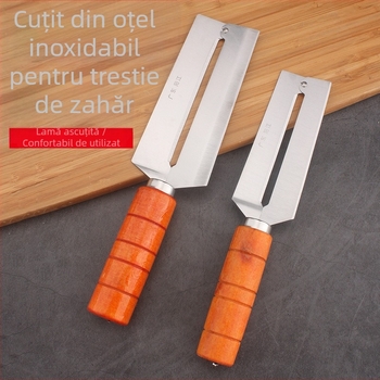 Cuțit mare din oțel inoxidabil, mâner din lemn, unealtă de bucătărie multifuncțională pentru curățat ananasul și pregătirea fructelor și legumelor