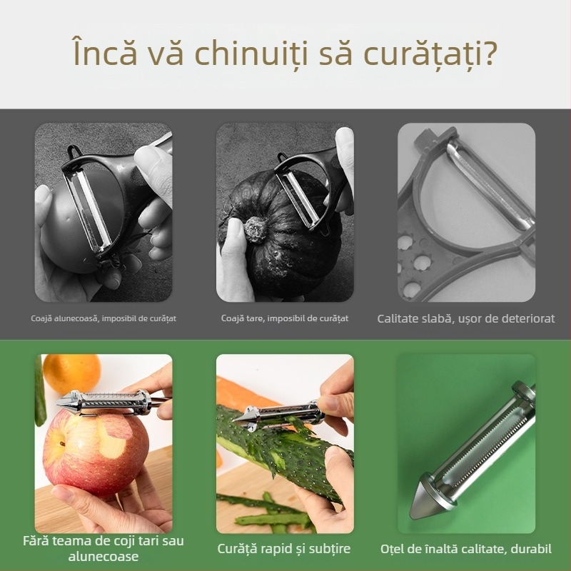 Decojitor vertical 3 în 1 pentru fructe și legume, oțel inoxidabil și ABS, portabil