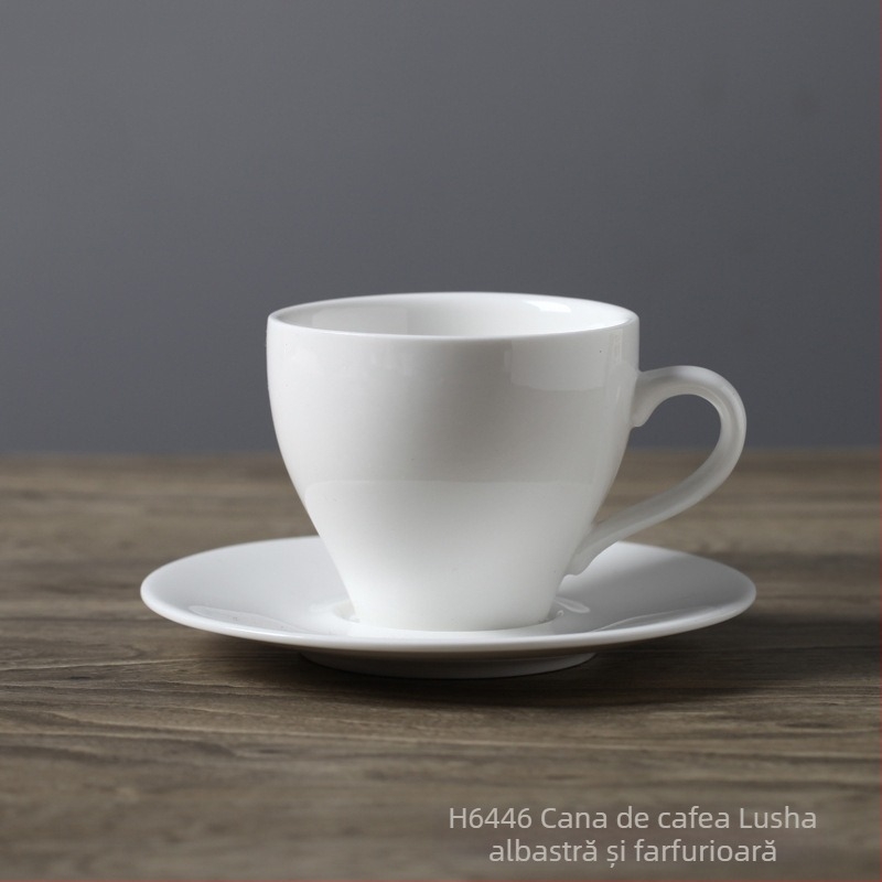 Set de cești de cafea și farfurioară din porțelan, alb, stil european minimalist pentru latte, cu logo personalizabil