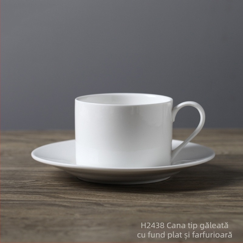 Set de cești de cafea și farfurioară din porțelan, alb, stil european minimalist pentru latte, cu logo personalizabil