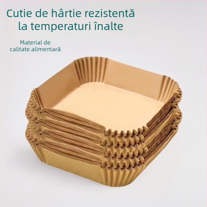 Farfurie de hârtie pentru Air Fryer – absorbantă de ulei, groasă, rezistentă la temperaturi înalte, hârtie Kraft alimentar