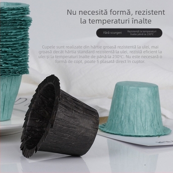 Cupe de brioșe din hârtie rezistentă la grăsimi, cu margine în formă de pălărie, recipiente rotunde pentru coacere