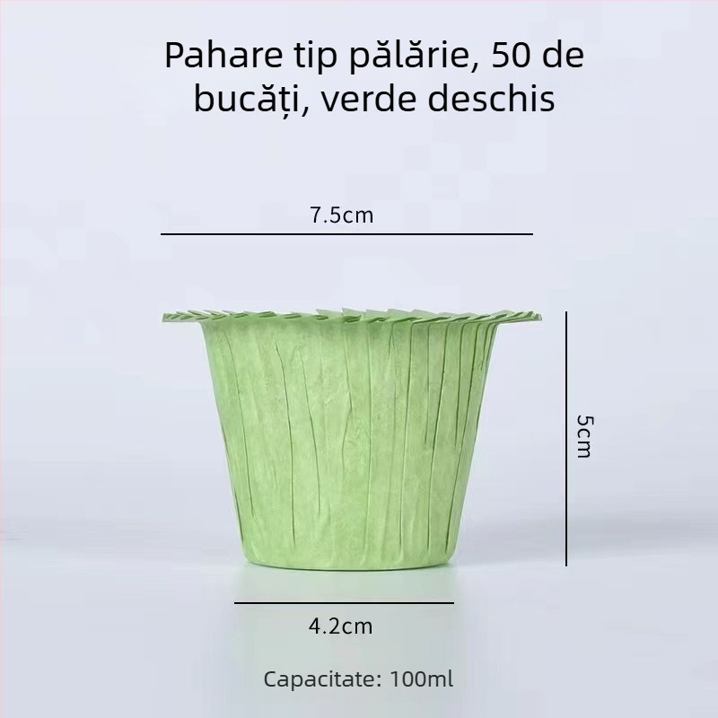 Cupe de brioșe din hârtie rezistentă la grăsimi, cu margine în formă de pălărie, recipiente rotunde pentru coacere