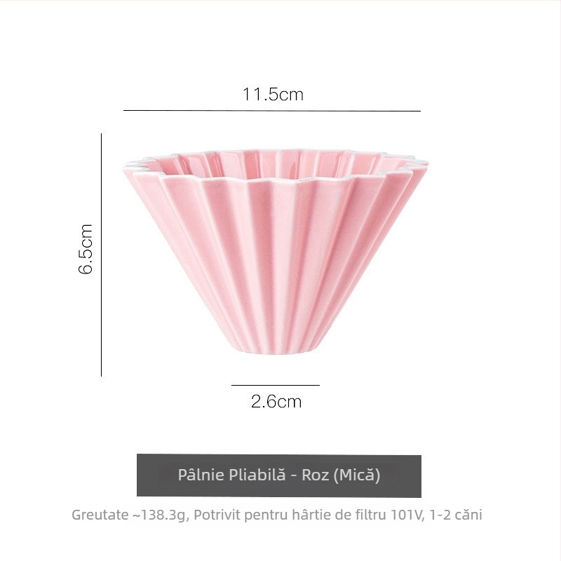 Set filtru cafea pentru preparare manuală cu V60, formă de tort și filtru origami, recipient ceramic pentru picurare