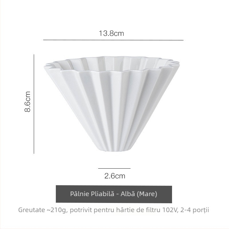 Set filtru cafea pentru preparare manuală cu V60, formă de tort și filtru origami, recipient ceramic pentru picurare