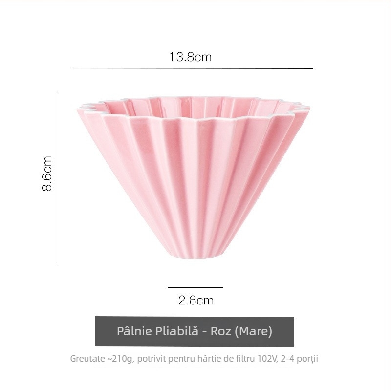 Set filtru cafea pentru preparare manuală cu V60, formă de tort și filtru origami, recipient ceramic pentru picurare