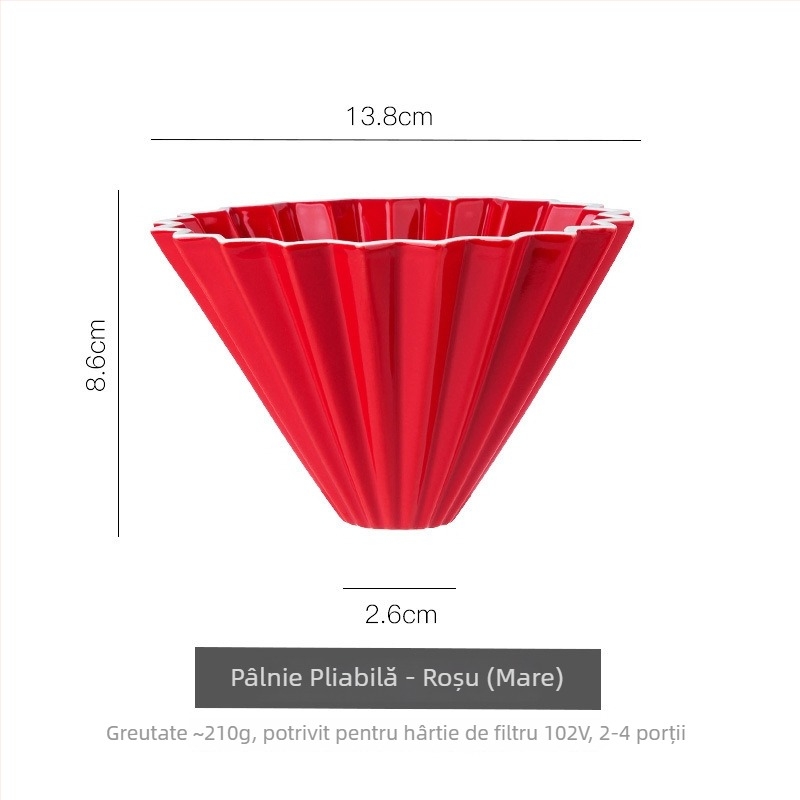 Set filtru cafea pentru preparare manuală cu V60, formă de tort și filtru origami, recipient ceramic pentru picurare