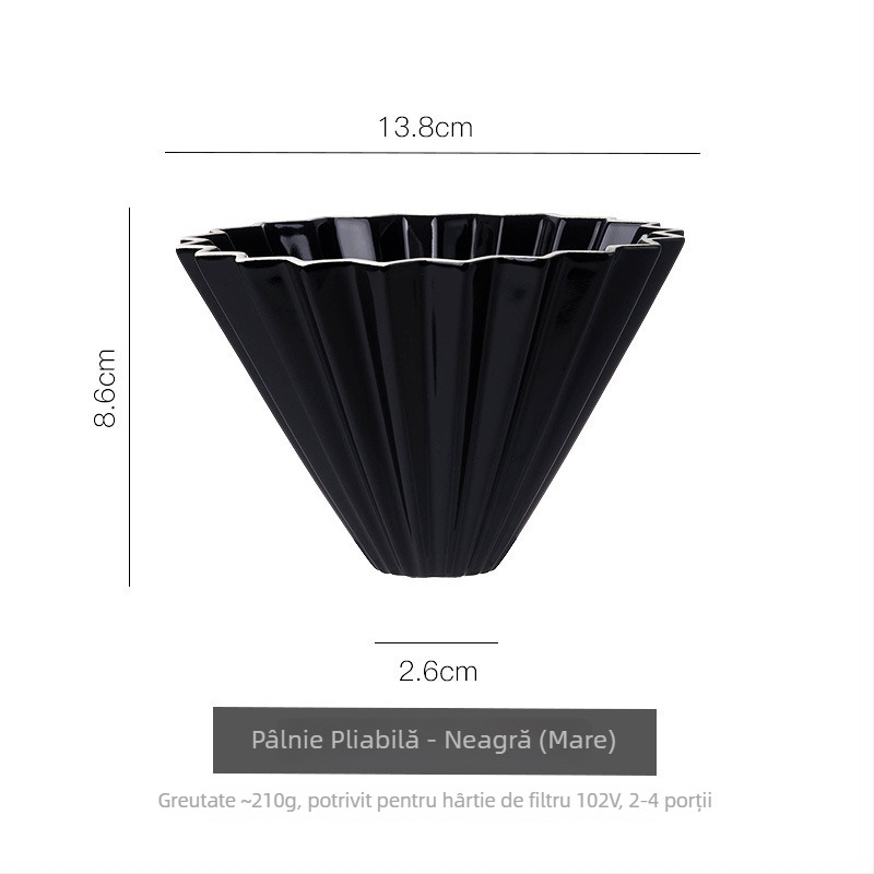 Set filtru cafea pentru preparare manuală cu V60, formă de tort și filtru origami, recipient ceramic pentru picurare