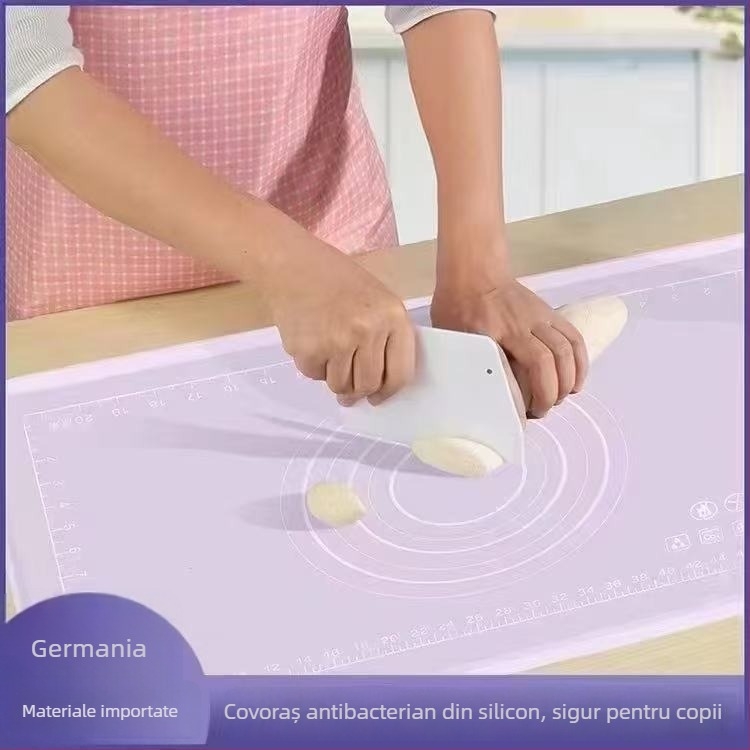 Covor din silicon cu scară gradată pentru frământat și întins aluatul, culoare solidă, calitate alimentară, dimensiune mărită și grosime crescută