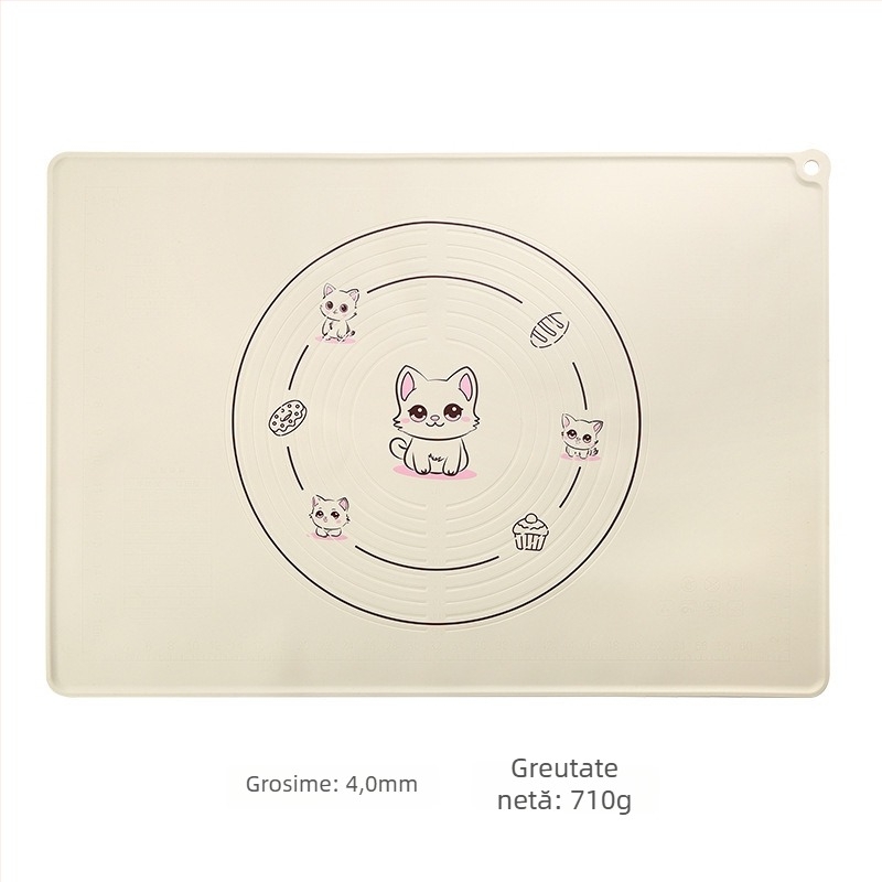 Covor de aluat din silicon, gros, antiaderent, cu design de pisicuță desen animat, pentru aluat, găluțe și coacere de pâine