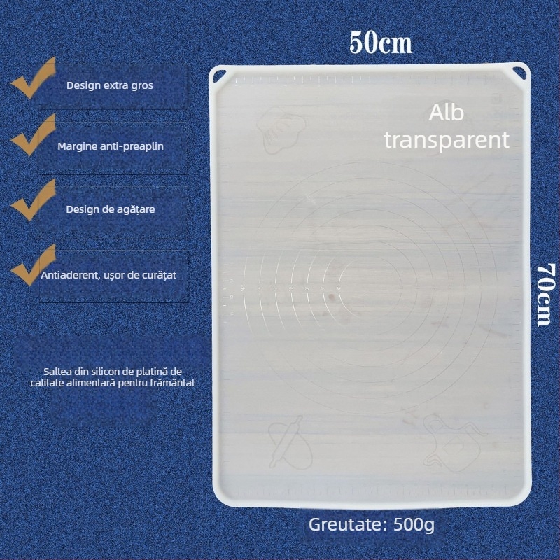 Covoraș de frământat aluat din siliciu platina, de calitate alimentară, antiaderent, rezistent la temperaturi înalte și la rupere, mare pentru coacere
