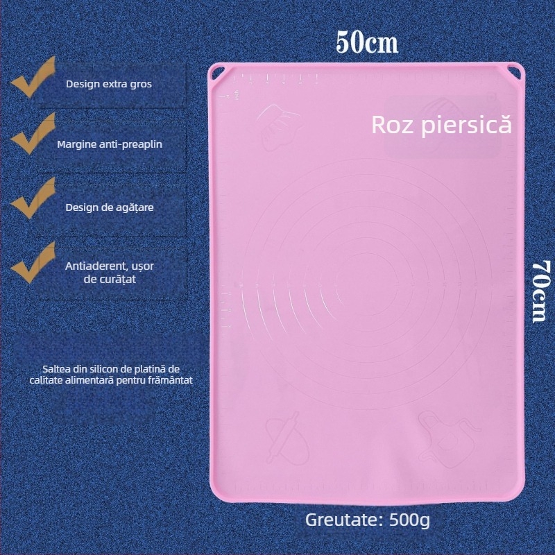 Covoraș de frământat aluat din siliciu platina, de calitate alimentară, antiaderent, rezistent la temperaturi înalte și la rupere, mare pentru coacere