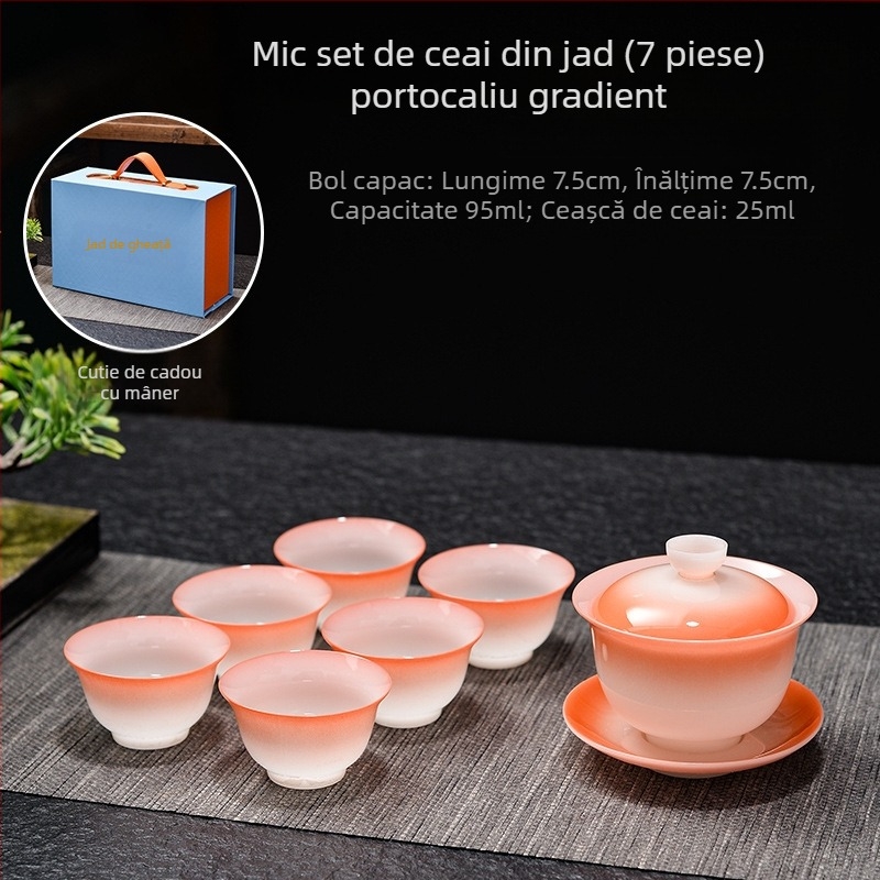 Set de ceai Kung Fu cu gaiwan și cești, ceramică pentru uz casnic, set de cești în nuanțe gradient