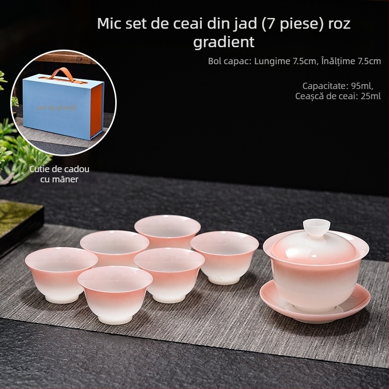 Set de ceai Kung Fu cu gaiwan și cești, ceramică pentru uz casnic, set de cești în nuanțe gradient