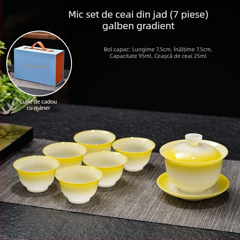 Set de ceai Kung Fu cu gaiwan și cești, ceramică pentru uz casnic, set de cești în nuanțe gradient