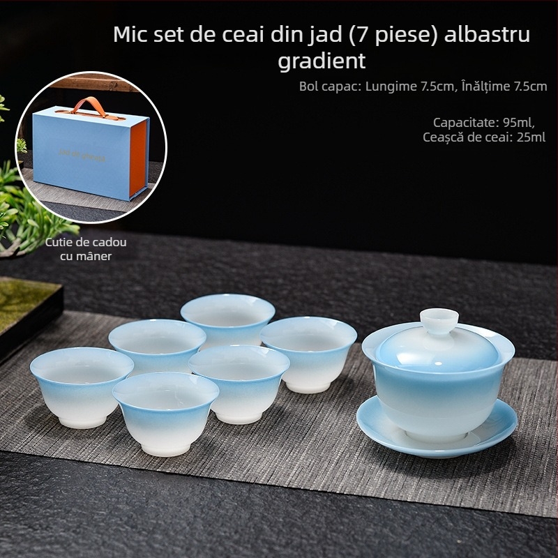 Set de ceai Kung Fu cu gaiwan și cești, ceramică pentru uz casnic, set de cești în nuanțe gradient
