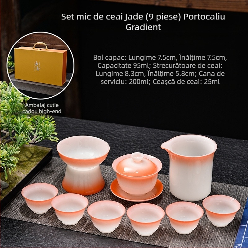 Set de ceai Kung Fu cu gaiwan și cești, ceramică pentru uz casnic, set de cești în nuanțe gradient