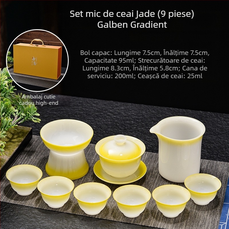 Set de ceai Kung Fu cu gaiwan și cești, ceramică pentru uz casnic, set de cești în nuanțe gradient