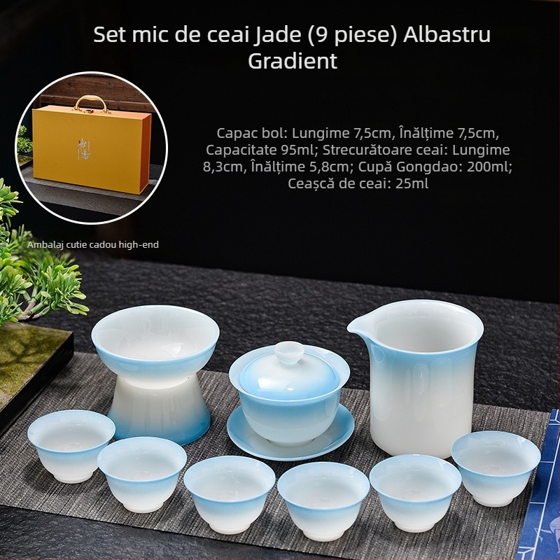 Set de ceai Kung Fu cu gaiwan și cești, ceramică pentru uz casnic, set de cești în nuanțe gradient