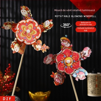 Festivalul Primăverii 2026 – Felinar rotativ de mână cu mori de vânt, kit DIY pentru copii (Festivalul Luminilor)