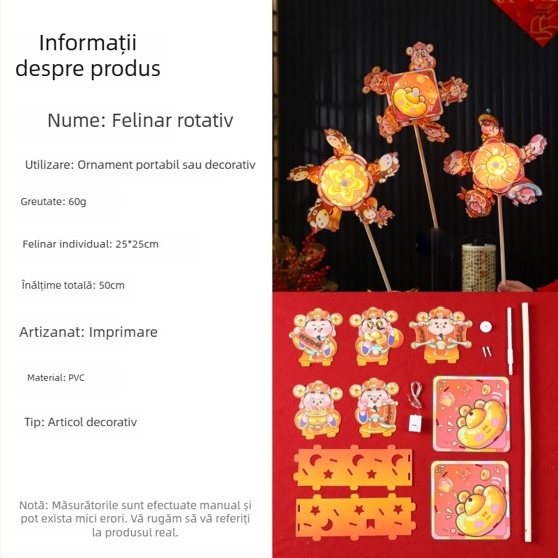Festivalul Primăverii 2026 – Felinar rotativ de mână cu mori de vânt, kit DIY pentru copii (Festivalul Luminilor)