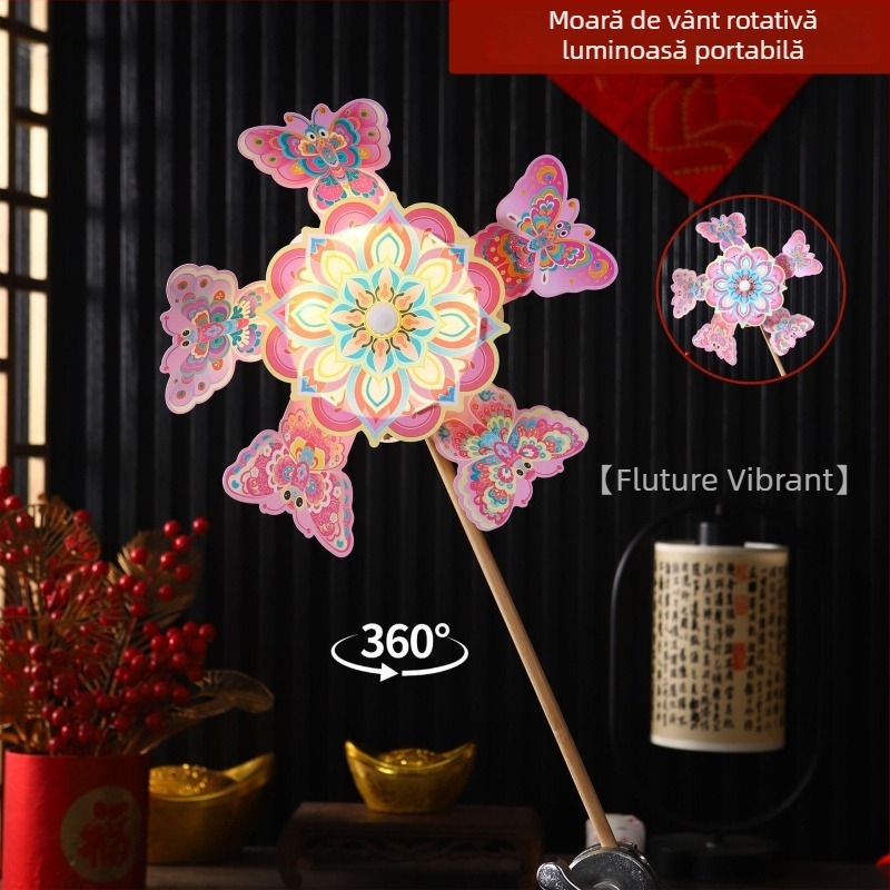 Festivalul Primăverii 2026 – Felinar rotativ de mână cu mori de vânt, kit DIY pentru copii (Festivalul Luminilor)