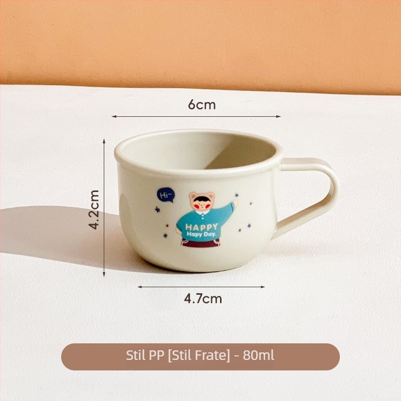 Hehe Family cană pentru copii cu mâner, design desen animat, dublu perete, rezistent la căldură, mini cană