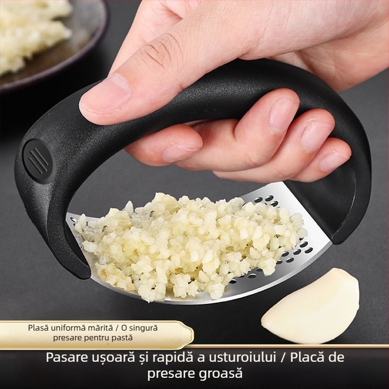 Presa de usturoi în formă de inel, oțel inoxidabil 304, manuală, decojitor de usturoi