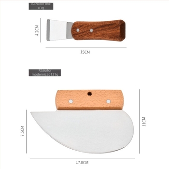 Cuțit de instalare pentru plafon din folie moale, din oțel inoxidabil, cu mâner din lemn, pentru cadru PVC