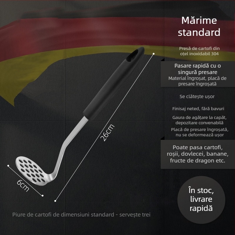 Presă de cartofi din oțel inoxidabil 304, instrument multifuncțional de bucătărie pentru piure și usturoi