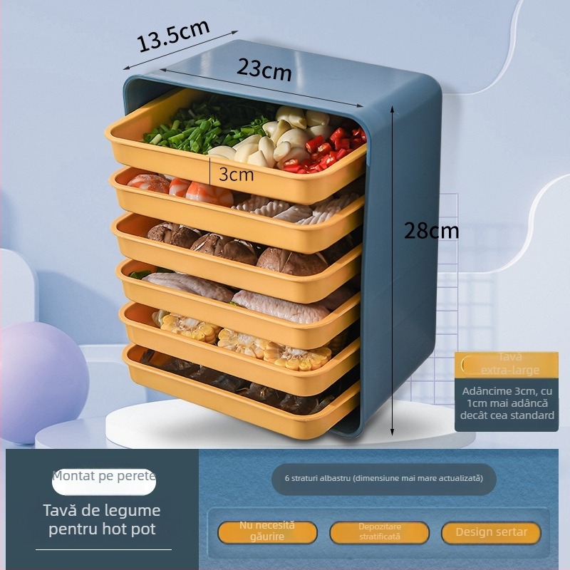 Raft din PP pentru bucătărie pentru depozitare și servire, farfurie pentru fructe, tavă de pregătire pentru hot pot, farfurie de uz casnic