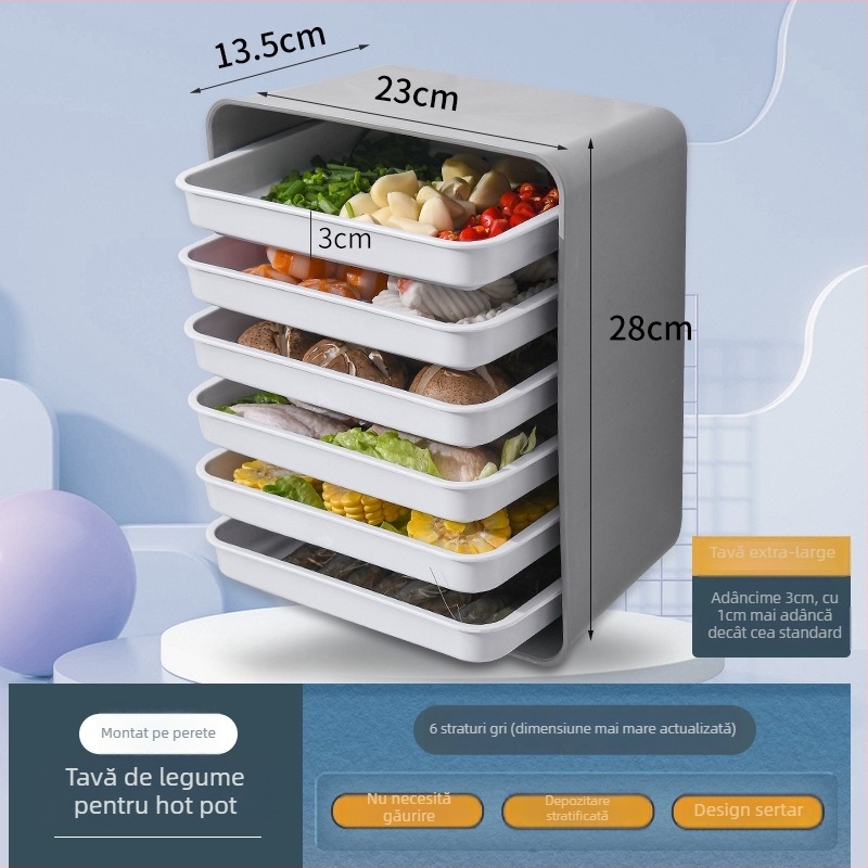 Raft din PP pentru bucătărie pentru depozitare și servire, farfurie pentru fructe, tavă de pregătire pentru hot pot, farfurie de uz casnic