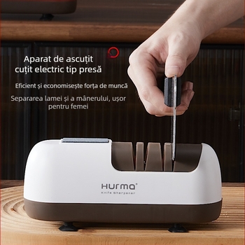 Ascuțitor electric pentru cuțite, pentru uz casnic; dispozitiv compact, multifuncțional pentru cuțite de bucătărie și foarfece; complet automat.