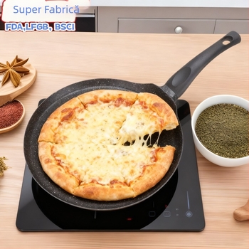 Tigaie antiaderentă 2 în 1 pentru ouă și sotare, cu zone pentru grătar, clătite, pizza și fripturi