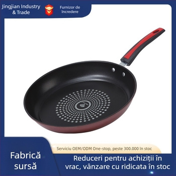 Tigaie din fontă, cu strat antiaderent, fund plat și dublu, compatibilă cu majoritatea plitelor