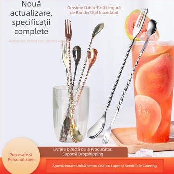 Lingură de bar din oțel inoxidabil, mâner lung, pentru cocktailuri, cafea și ceai cu lapte; amestecător în mai multe dimensiuni