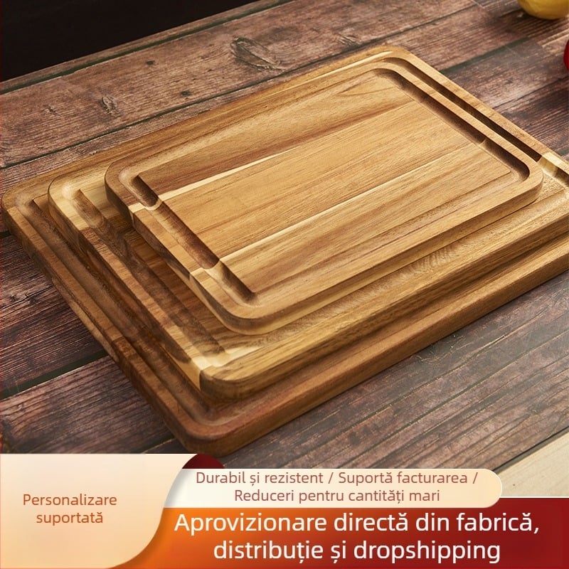 Tocător din lemn de acacia pentru bucătărie, lemn masiv, placă groasă pentru frământat aluat, tocător din lemn