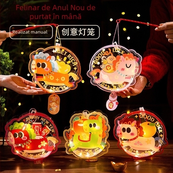 Fenarul Anului Calului, portabil, luminos, cu design desen animat, pentru Anul Nou și Festivalul Primăverii, lanternă DIY pentru copii