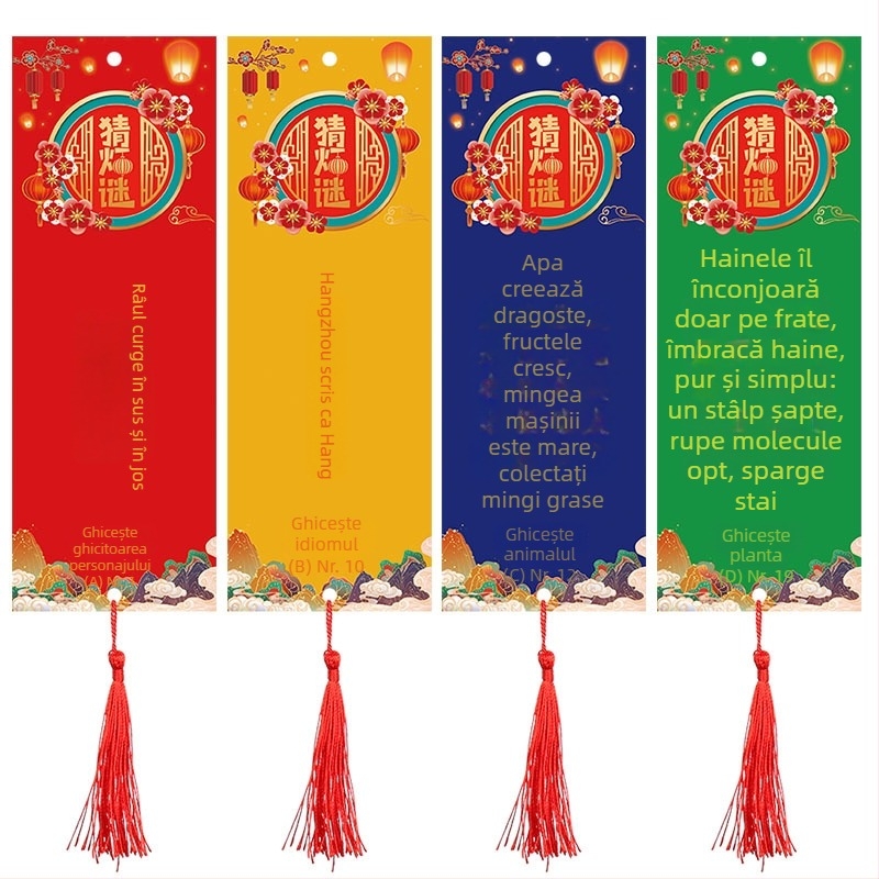 Carduri cu ghicitori pentru felinare de hârtie – decor pentru Festivalul de Toamnă și Ziua Națională, șiruri de ghicitori și carduri de agățat pentru grădină