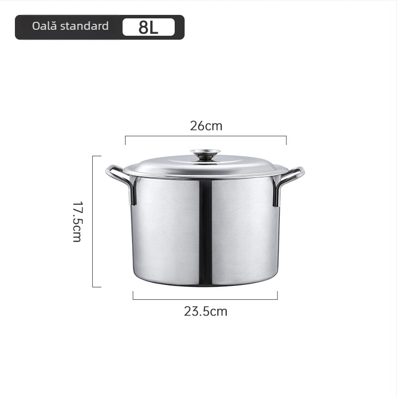 Oală de supă din oțel inoxidabil, rotundă, pentru ceai cu perle, capacitate mare 2,1–3 L, izolată, compatibilă cu plită cu inducție
