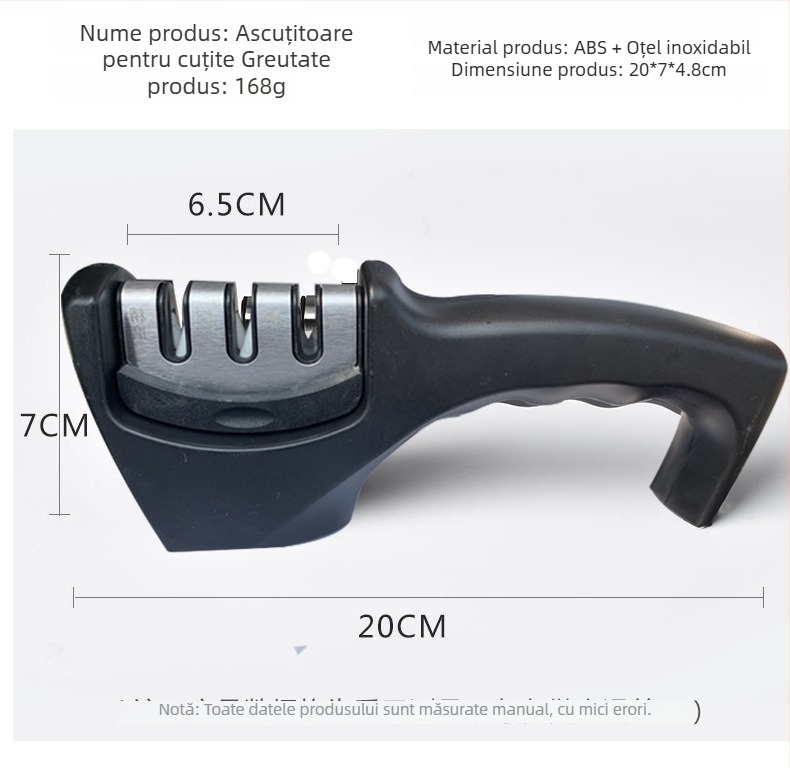 Ascuțitor de cuțite pentru bucătărie cu piatră de ascuțit – instrument multifuncțional