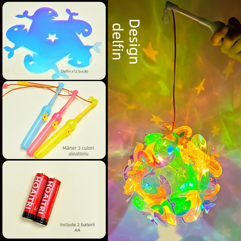 Lanterne din celofan colorate – kit DIY pentru copii, materiale pentru lampă de proiecție portabilă și jocuri cu lumină și umbră
