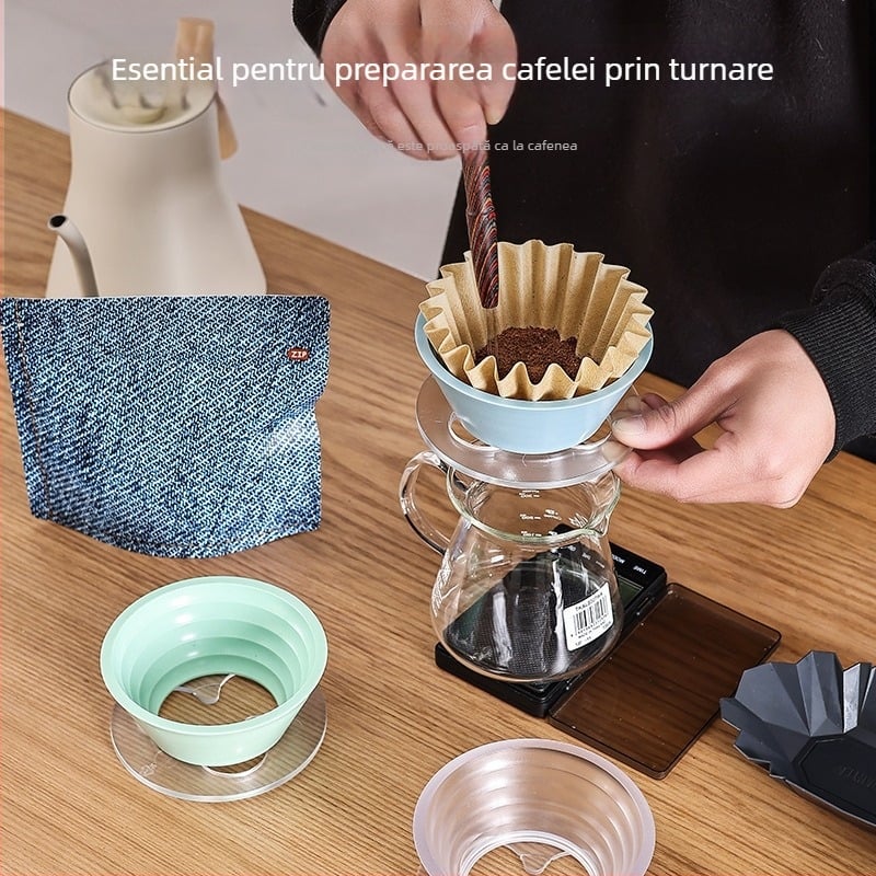 Cană de filtru pentru cafea în formă de trifoi pentru preparare manuală, filtru de hârtie 155 și 185 pentru turnare