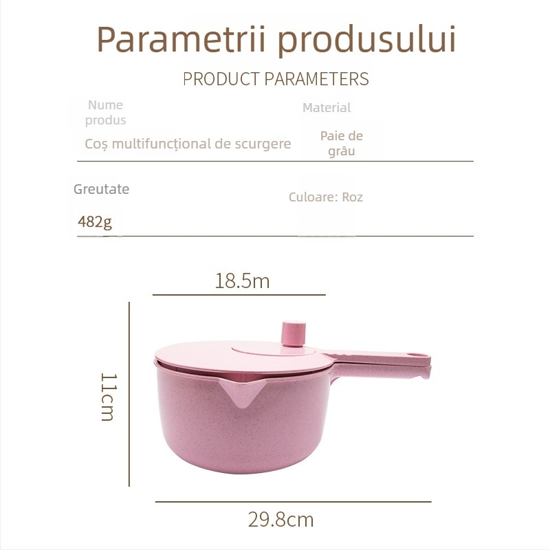 Dispozitiv de bucătărie manual, din pai de grâu, cu tel, spălător de orez, deshidrator pentru legume și fructe, blender