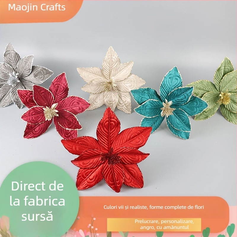 Cap de floare artificial cu praf auriu pentru decorațiuni de Crăciun, nunți și decor pentru locații