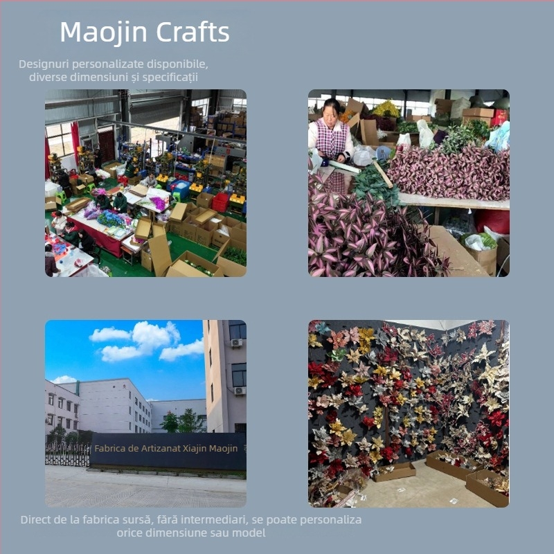Cap de floare artificial cu praf auriu pentru decorațiuni de Crăciun, nunți și decor pentru locații