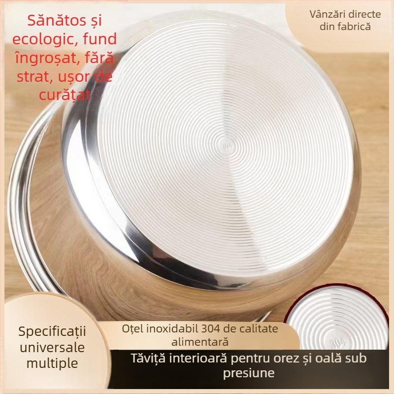Vas interior din oțel inoxidabil 304 pentru oale de orez și oale sub presiune, fund dublu, capacități 2 L și 3 L