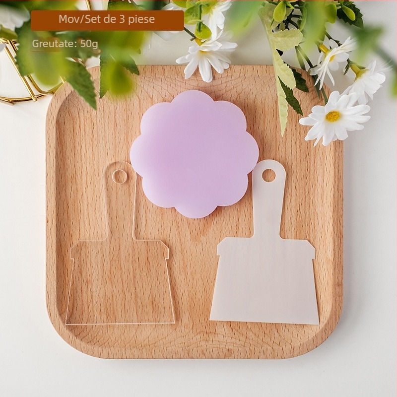 Set de 3 piese pentru fondant: plăci din silicon mini și spatulă acrilică pentru începători