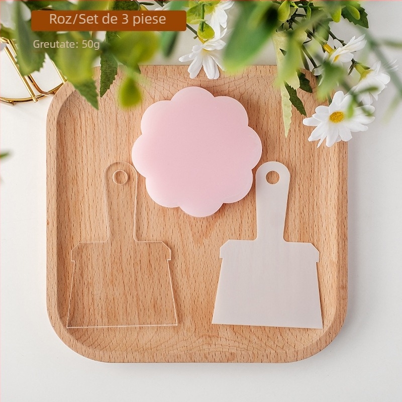 Set de 3 piese pentru fondant: plăci din silicon mini și spatulă acrilică pentru începători